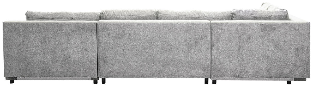 WOHNLANDSCHAFT Silberfarben Velours  - Chromfarben/Silberfarben, KONVENTIONELL, Kunststoff/Textil (198/363/170cm) - Hom`in