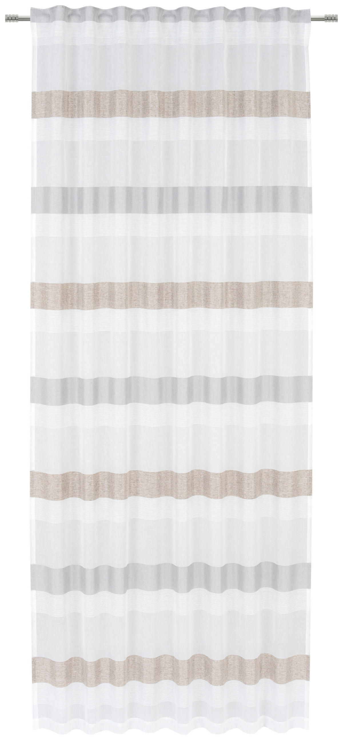 HOTOVÝ ZÁVĚS, průhledné, 135/245 cm - barvy stříbra/šedohnědá, Basics, textil (135/245cm) - Novel