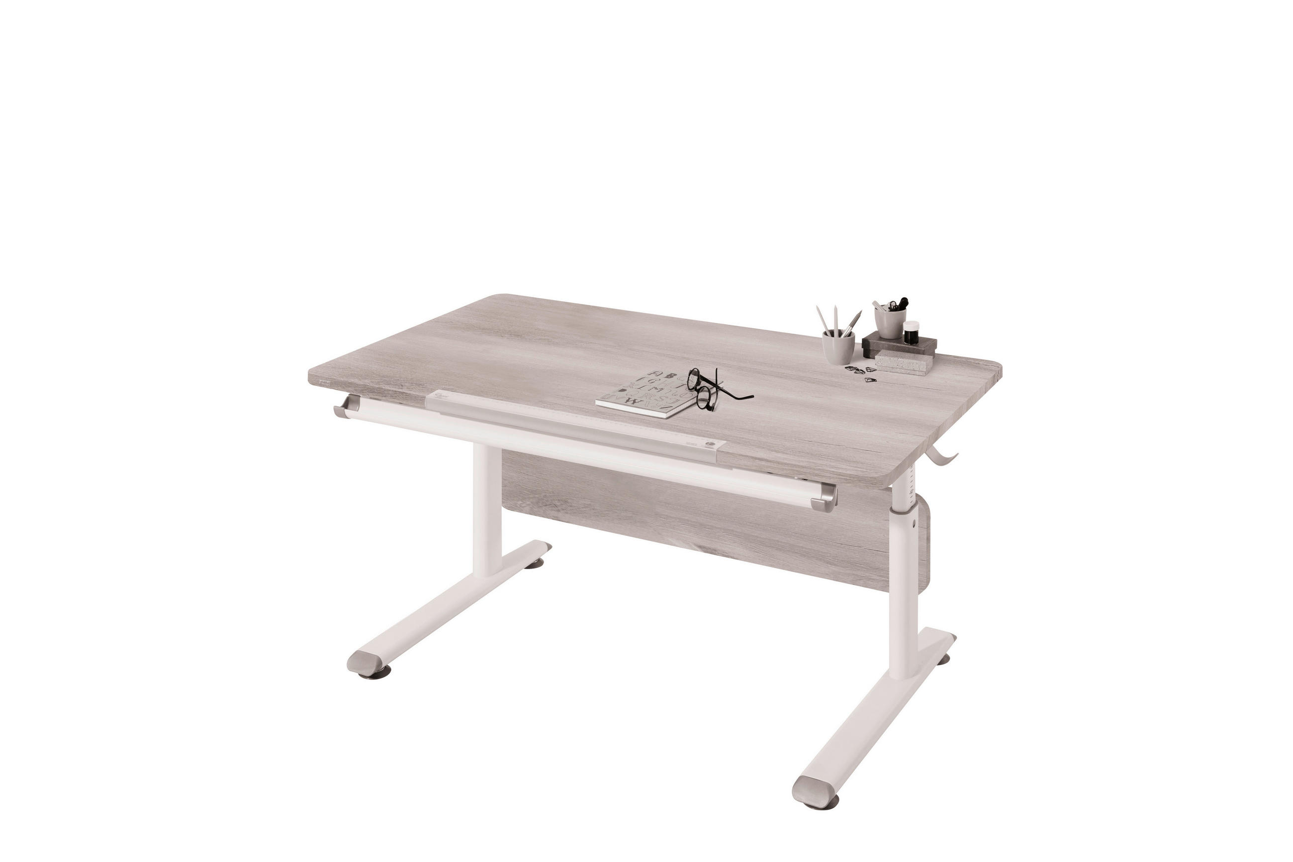 JUGENDSCHREIBTISCH 120/70/53-79 cm  - Eichefarben/Weiß, Basics, Holzwerkstoff/Kunststoff (120/70/53-79cm) - Paidi