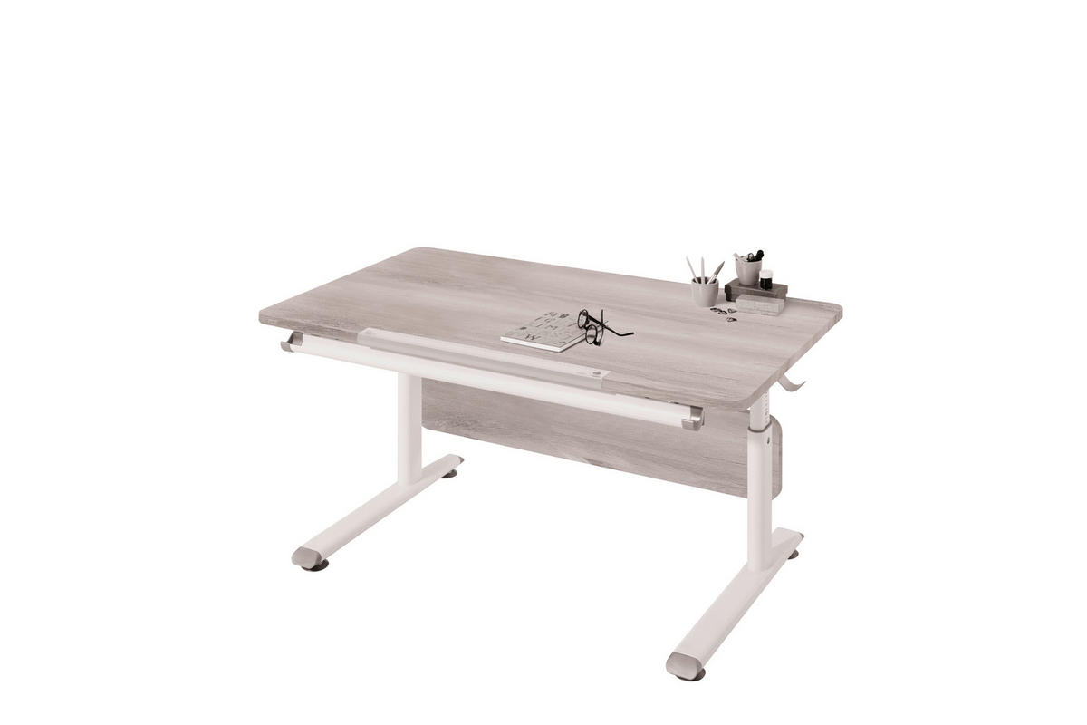 JUGENDSCHREIBTISCH 120/70/53-79 cm  - Eichefarben/Weiß, Basics, Holzwerkstoff/Kunststoff (120/70/53-79cm) - Paidi