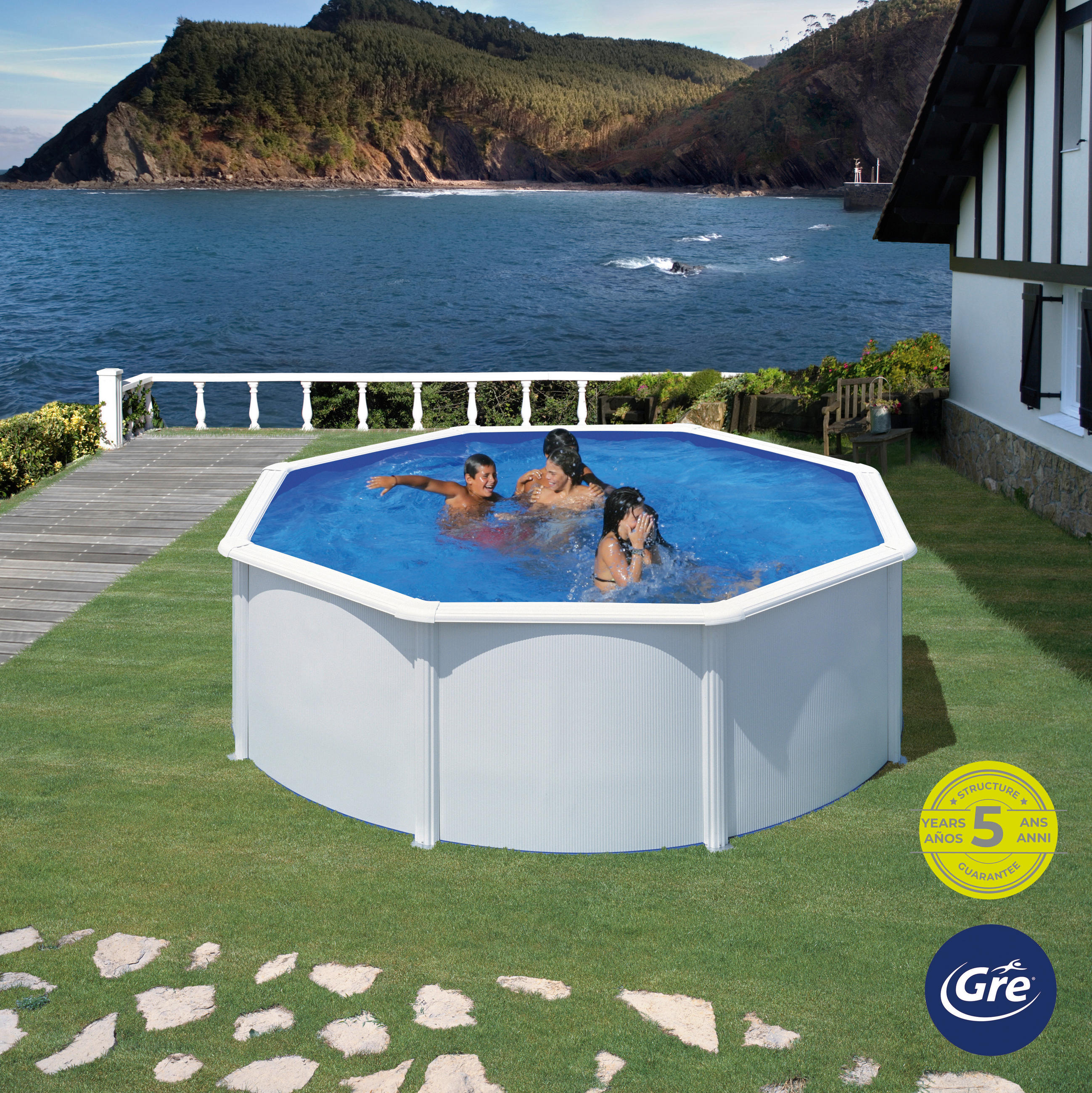POOL-SET KIT350QGRE 350/120 cm  - Weiß, KONVENTIONELL, Metall (350/120cm) - Gre