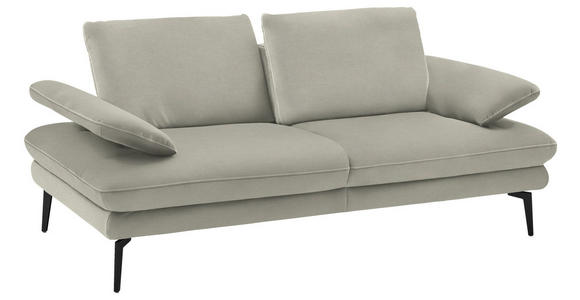 2,5-SITZER in Velours Ecru - Ecru/Beige, Design, Textil/Metall (196/89/104cm) - Dieter Knoll