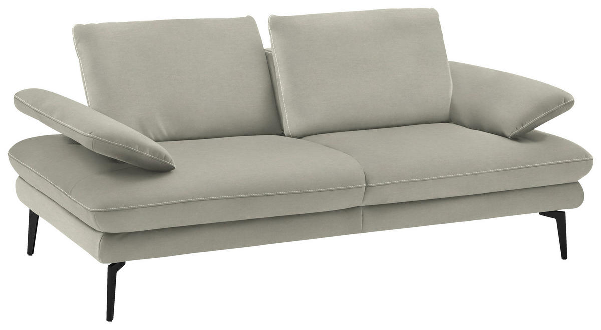 2,5-SITZER in Velours Ecru  - Ecru/Beige, Design, Textil/Metall (196/89/104cm) - Dieter Knoll