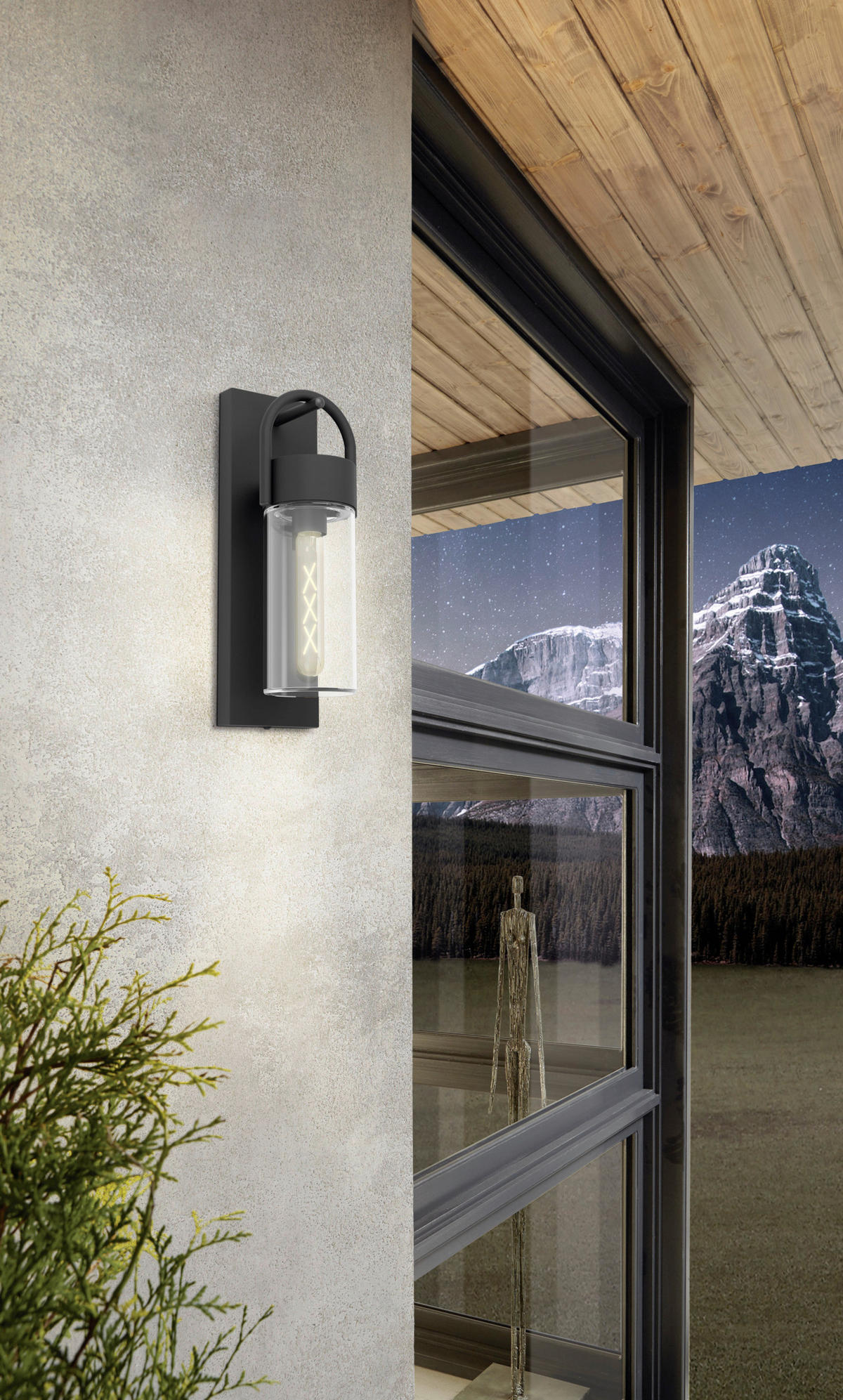 AUßENWANDLEUCHTE Carraro 11,5 cm  - Klar/Schwarz, KONVENTIONELL, Glas/Metall (11,5cm) - Eglo