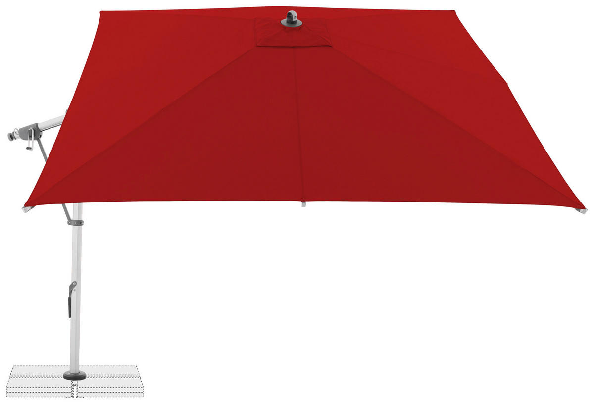 AMPELSCHIRM 300x300 cm  - Rot/Hellgrau, Basics, Textil/Metall (300/300cm) - Doppler