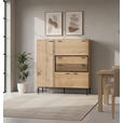 HIGHBOARD  115/120/42 cm 2 Schublade(n)  - Eichefarben/Schwarz, LIFESTYLE, Holzwerkstoff/Metall (115/120/42cm) - Novel