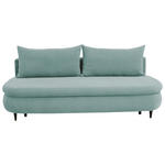 SCHLAFSOFA Simon Webstoff, Plüsch Mintgrün  inkl. Rückenkissen, Bettkasten, Schlaffunktion, Rücken echt  - Schwarz/Mintgrün, Design, Textil (213/89/105cm) - Novel