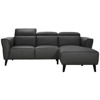 ECKSOFA Grau Echtleder  - Schwarz/Grau, KONVENTIONELL, Leder (223/92,5/169.5cm) - MID.YOU
