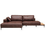 ECKSOFA  in Echtleder Dunkelbraun  201/304 cm  - Dunkelbraun/Schwarz, Design, Leder/Metall (201/304cm) - Belluti