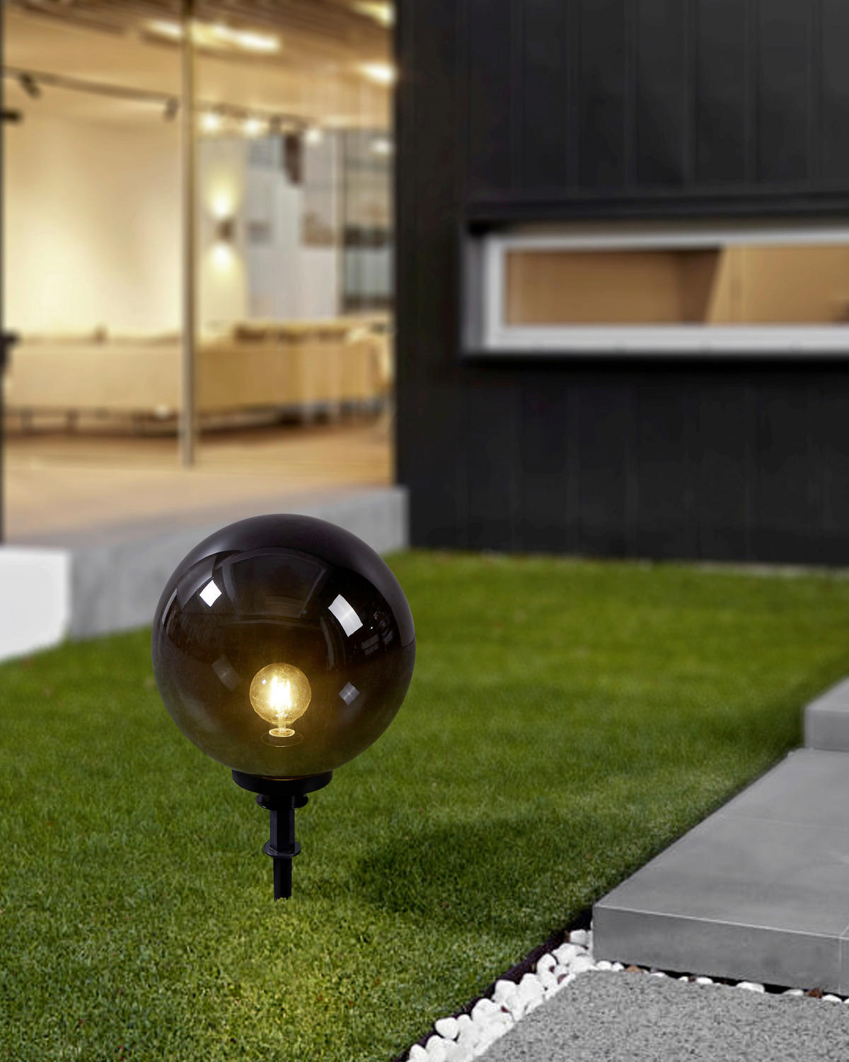 AUßENKUGELLEUCHTE 40/44 cm   - Transparent/Schwarz, Design, Kunststoff (40/44cm) - Eglo