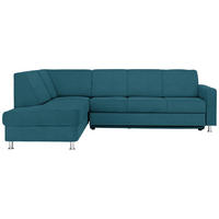 ECKSOFA in Flachgewebe Blau  - Chromfarben/Blau, Design, Textil/Metall (198/256cm) - Xora