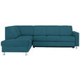 ECKSOFA in Flachgewebe Blau  - Chromfarben/Blau, Design, Textil/Metall (198/256cm) - Xora