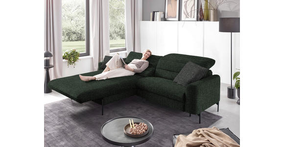 ECKSOFA in Flachgewebe Waldgrün 191/252 cm - Waldgrün/Schwarz, Design, Textil/Metall (191/252cm) - Dieter Knoll