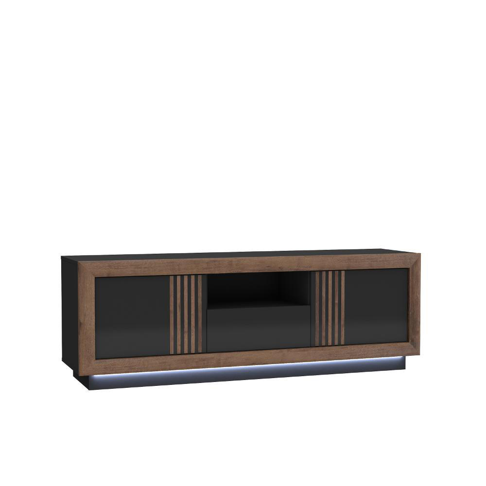 MEDIABÄNK svart, ekfärgad  162,7/56,2/42,3 cm  - svart/ekfärgad, Design, metall/trämaterial (162,7/56,2/42,3cm) - Xora
