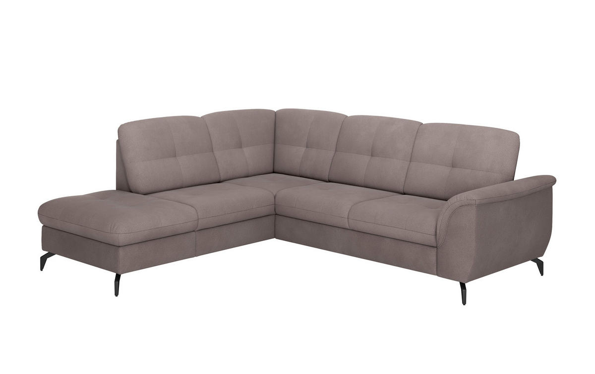 ECKSOFA in Flachgewebe Taupe  212/244 cm  - Taupe/Schwarz, MODERN, Textil/Metall (212/244cm) - Sit & More
