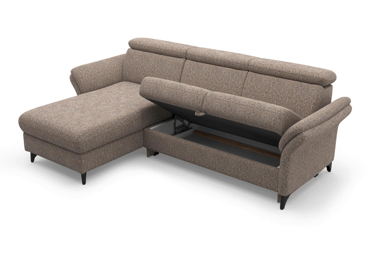 ECKSOFA GLENDALE E Cappuccino Chenille  - Schwarz/Cappuccino, KONVENTIONELL, Textil/Metall (166/253cm) - Sit & More