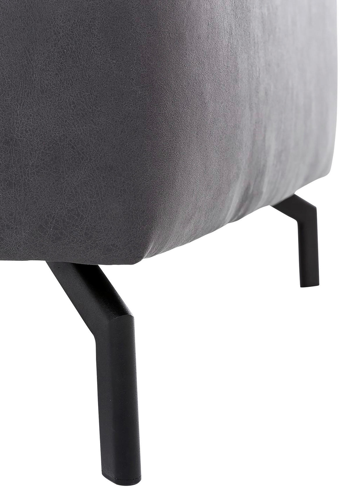 ECKSOFA Mikrofaser Dunkelgrau  - Dunkelgrau/Schwarz, Modern, Textil/Metall (233/305cm) - Trendmanufaktur