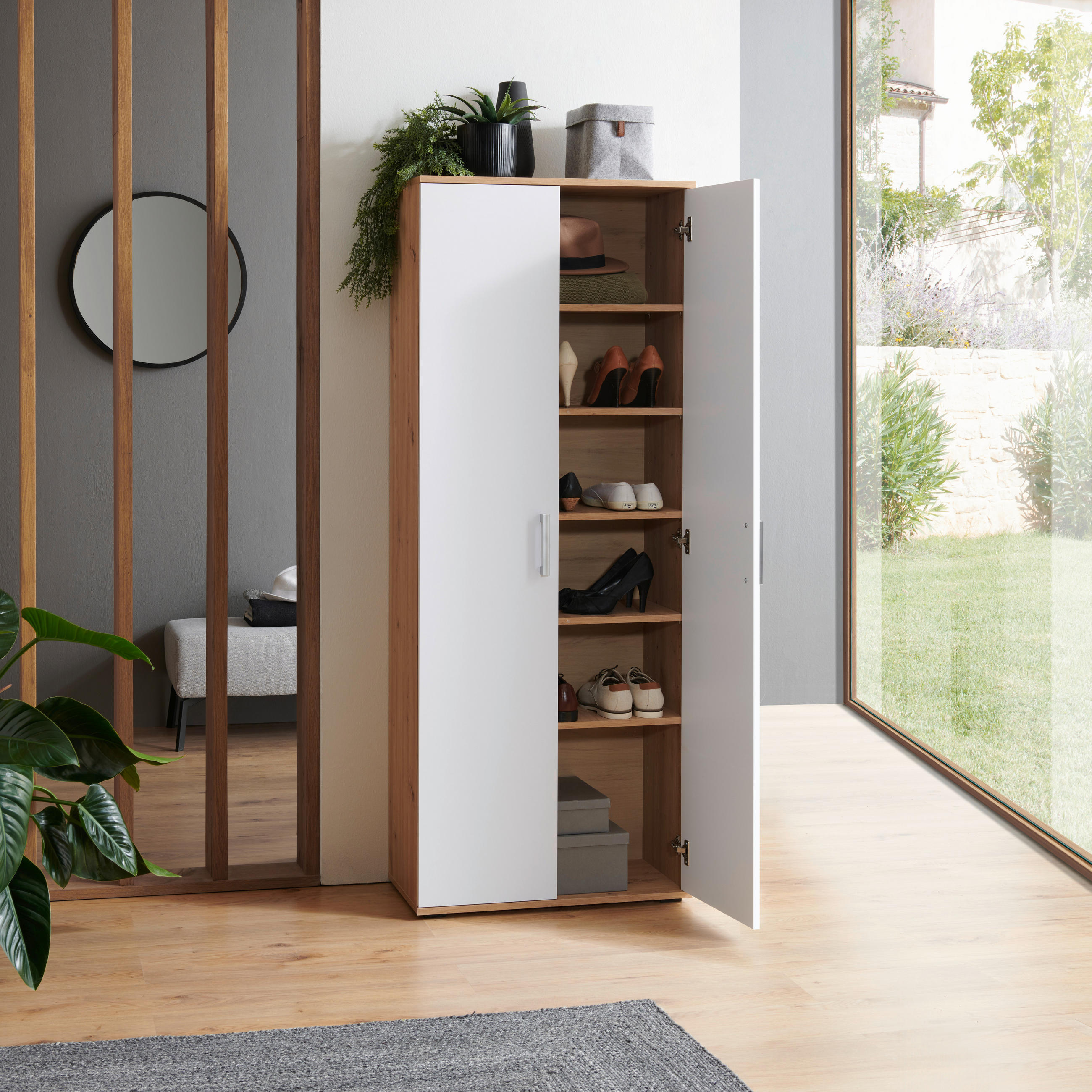 MEHRZWECKSCHRANK 70/178,9/33,5 cm in Weiß, Eiche Artisan - Schwarz/Weiß, KONVENTIONELL, Holzwerkstoff/Kunststoff (70/178,9/33,5cm) - Xora