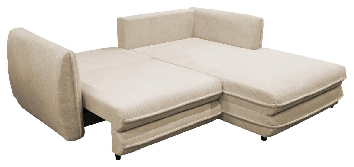 ECKSOFA Beige Struktur  - Beige/Schwarz, Design, Kunststoff/Textil (240/201cm) - MID.YOU