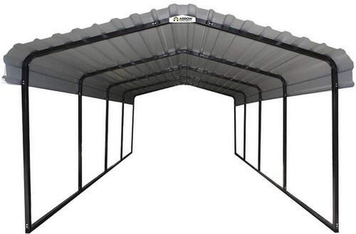 CARPORT 370/260/600 cm Stahl  - Grau, Basics, Metall (370/260/600cm) - Ambia Garden