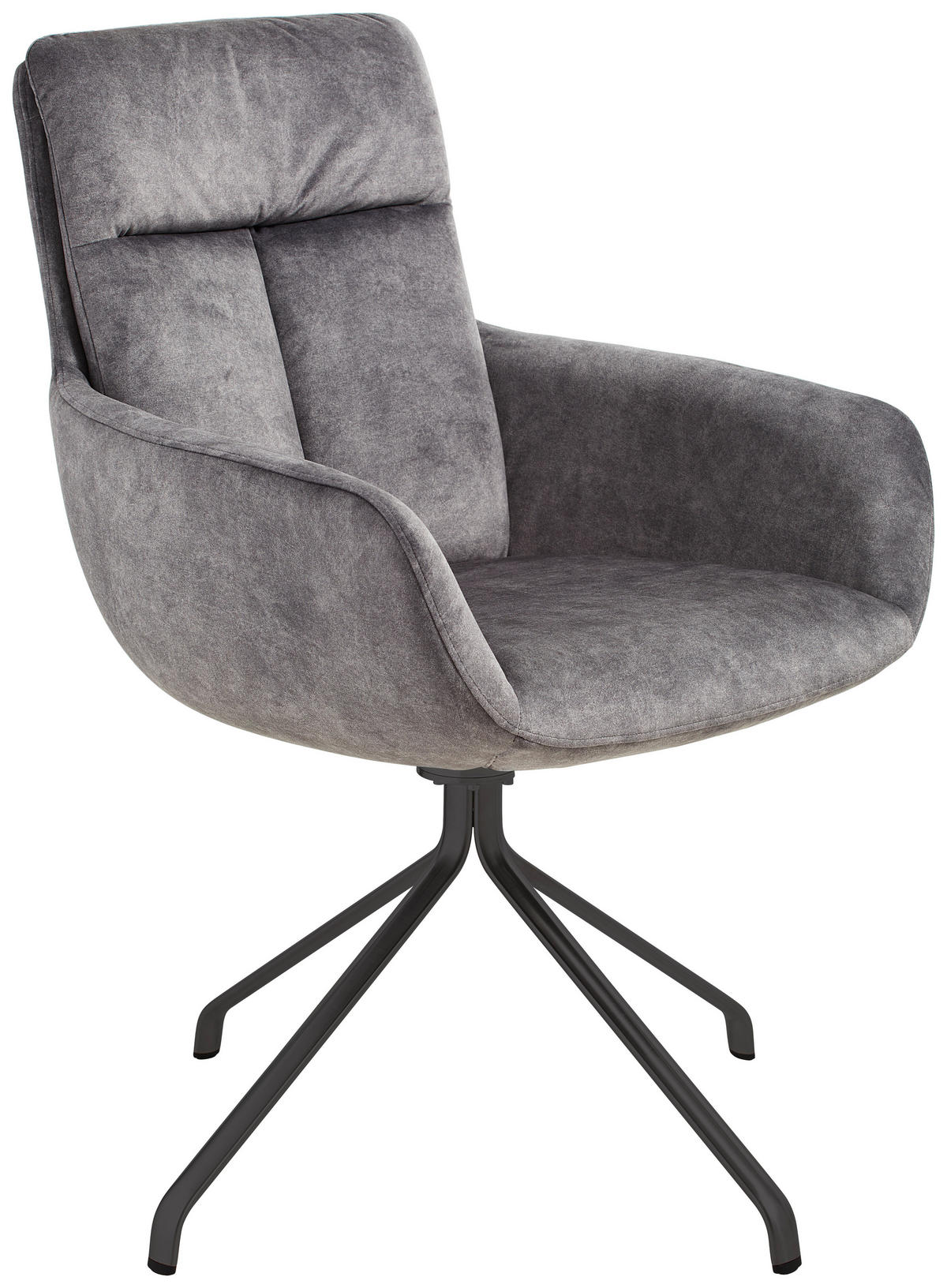 ARMLEHNSTUHL  in Stahl Velours  - Anthrazit, Design, Textil/Metall (61/90/64cm) - Venjakob