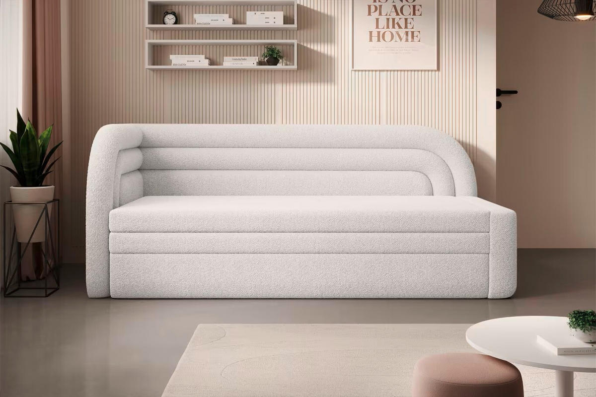 RÉCAMIERE in Samt Weiss  - Weiss/Schwarz, Design, Kunststoff/Textil (86/80/223cm) - MID.YOU