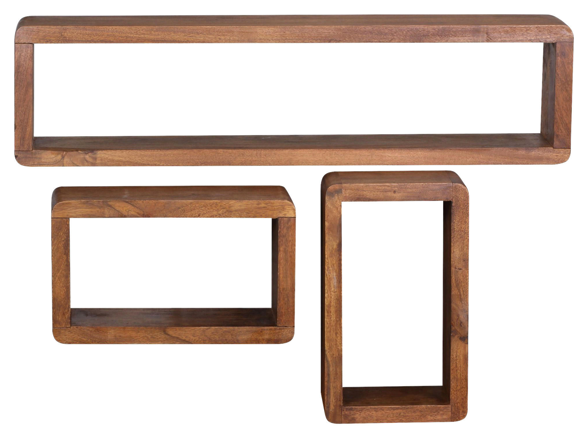 SET STENSKIH REGALOV - barve indijskega rožnega lesa, Moderno, les (80/20/15cm) - MID.YOU