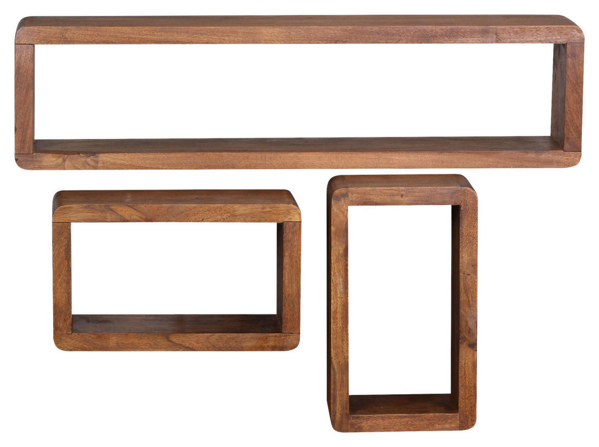 SET STENSKIH REGALOV - barve indijskega rožnega lesa, Moderno, les (80/20/15cm) - MID.YOU