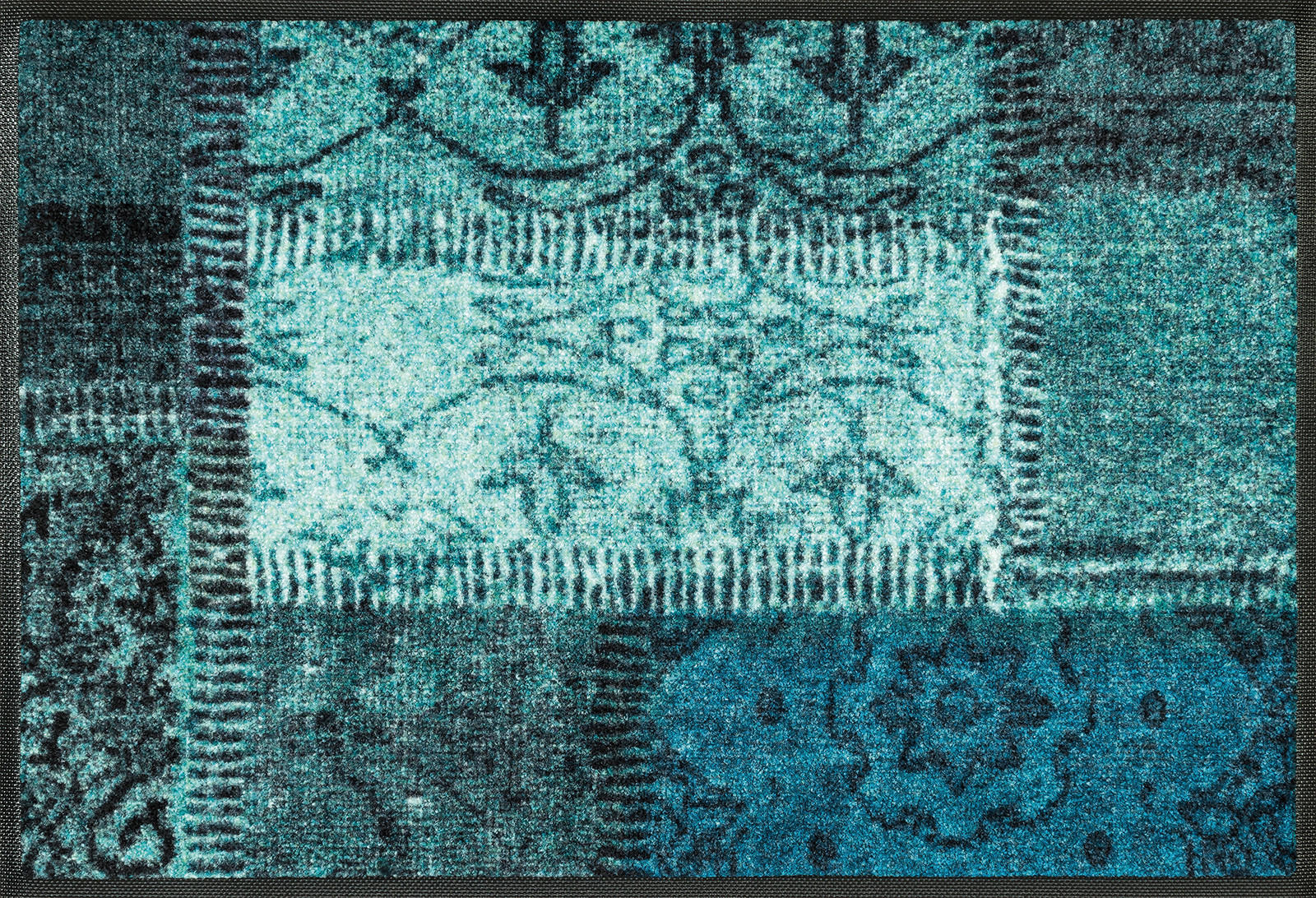wash+dry FUßMATTE Vintage Patches Türkis 50x75 cm
