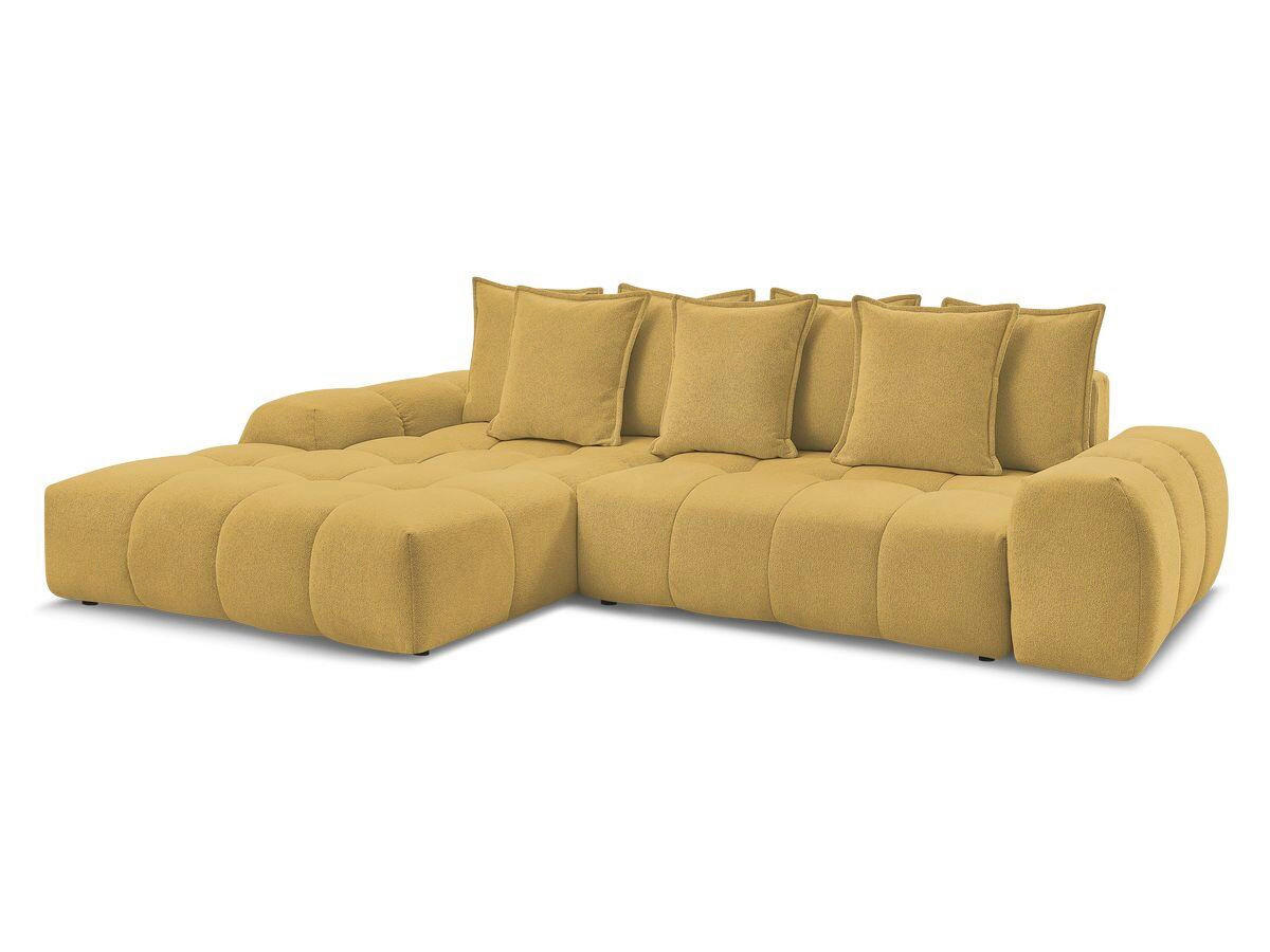 ECKSCHLAFSOFA EVEREST  mit Rücken echt, Armteil links, Armteil rechts Flachgewebe Gelb  - Gelb/Schwarz, MODERN, Kunststoff/Textil (180/318cm) - Livetastic