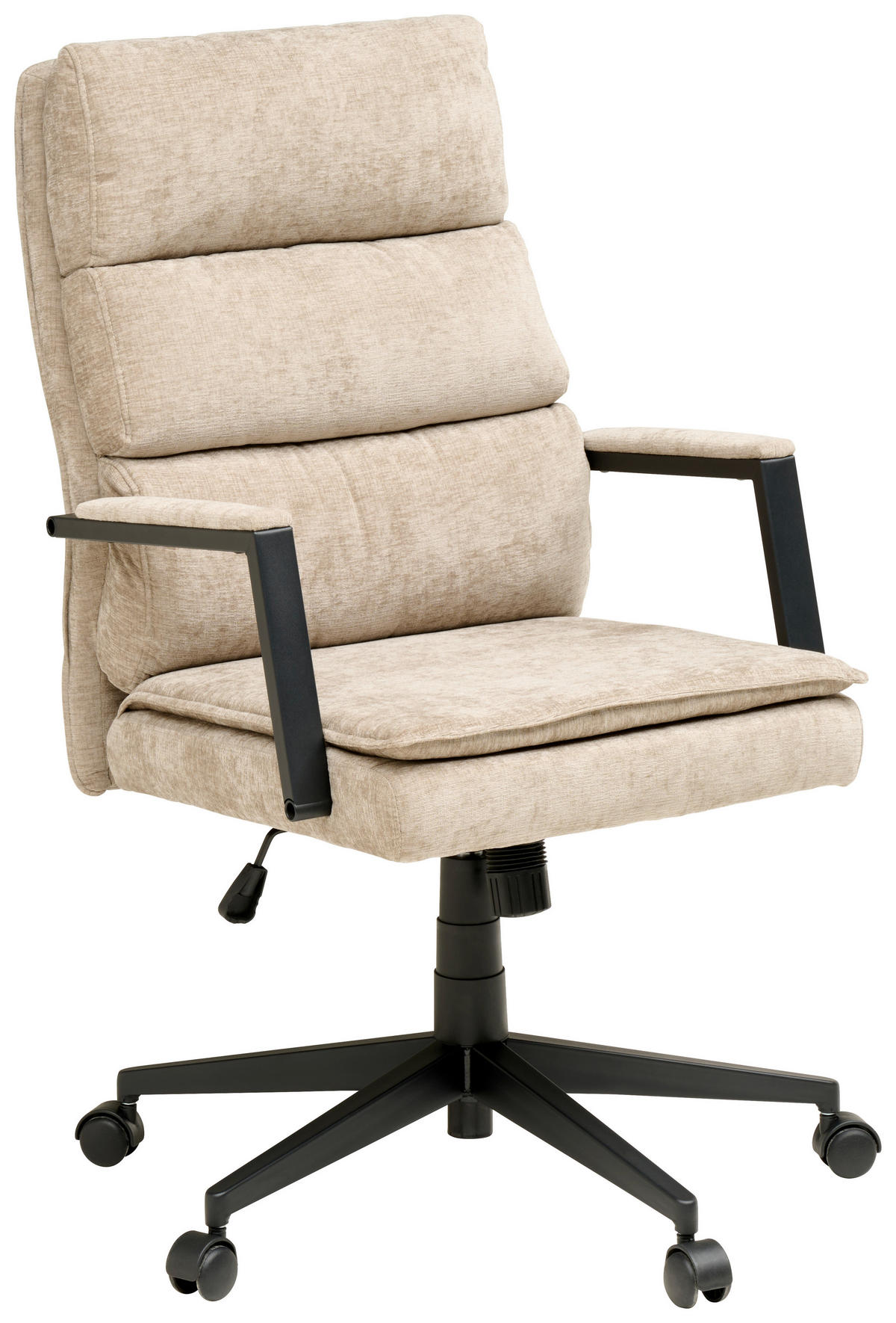 CHEFSESSEL Webstoff Beige  - Beige/Schwarz, Modern, Kunststoff/Textil (58/110-120/62cm) - MID.YOU