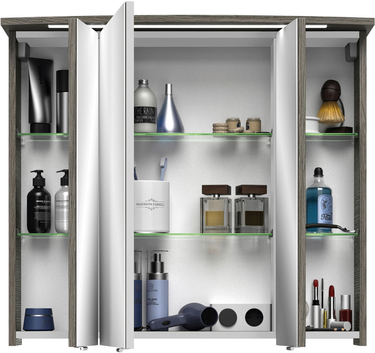 BADEZIMMER 3-teilig  in 84 cm  - Chromfarben/Graphitfarben, MODERN, Glas/Keramik (84cm) - Sadena