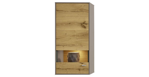 HÄNGEVITRINE in Eichefarben, Fango - Chromfarben/Fango, Design, Glas/Holz (51,4/108,2/41,2cm) - Moderano