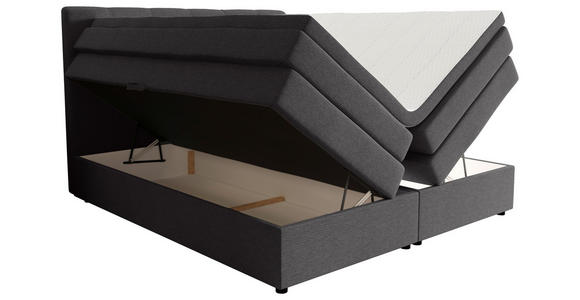 BOXSPRINGBETT 200/200 cm,  in Anthrazit, gepolstertes Kopfteil, Bettkasten, Topper, Matratzen, H2 + H3 = mittel + fest  - Anthrazit/Schwarz, KONVENTIONELL, Kunststoff/Textil (200/200cm) - Esposa