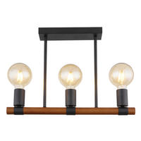 DECKENLEUCHTE 49/6/35 cm   - Schwarz/Braun, Basics, Holz/Metall (49/6/35cm) - Globo
