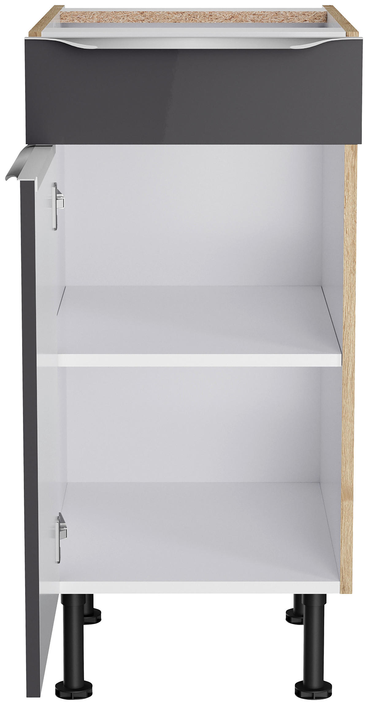 KÜCHENBLOCK 270 cm   in Anthrazit, Eichefarben  - Edelstahlfarben/Eichefarben, Basics, Holzwerkstoff/Metall (270cm) - Optifit