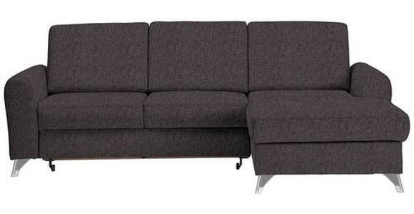 ECKSOFA in Flachgewebe Dunkelbraun  - Dunkelbraun/Silberfarben, Design, Textil/Metall (244/167cm) - Cantus