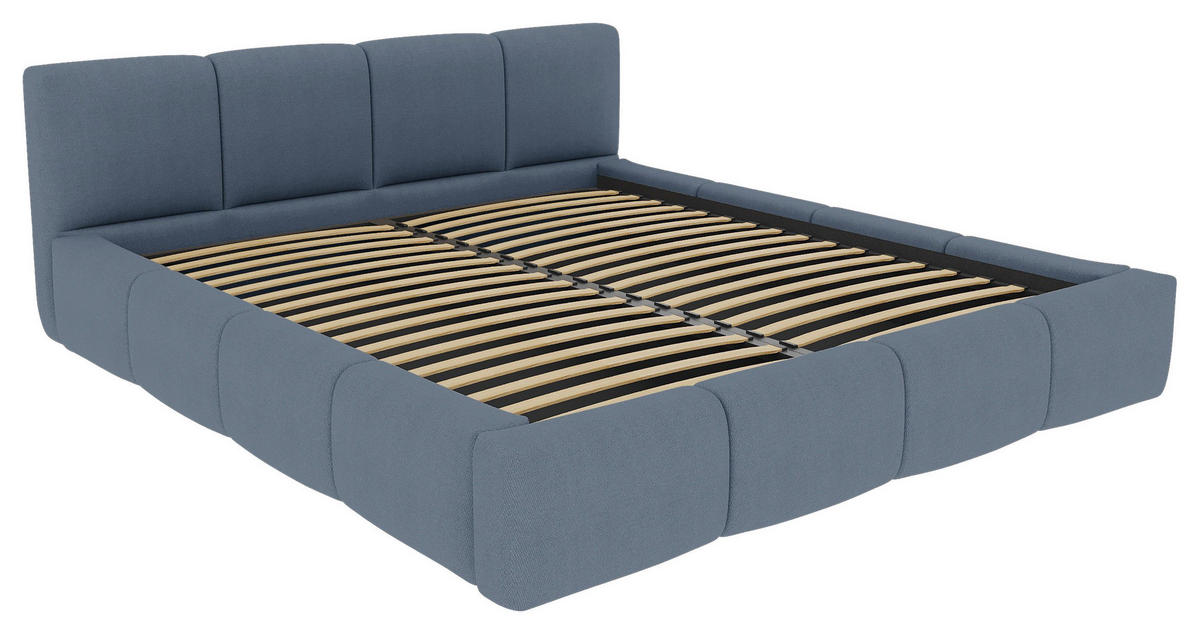 POLSTERBETT 180/200 cm,  in Blau, Lattenrost, Bettkasten,  - Blau/Schwarz, Design, Holz/Textil (180/200cm) - Xora