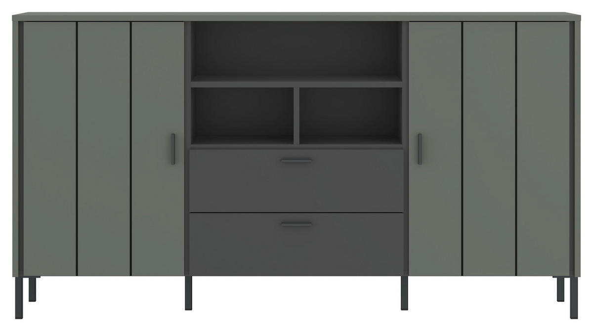 SIDEBOARD SHIRLEY  in 158,2/84,8/40 cm  - Schlammfarben/Anthrazit, Design, Holzwerkstoff/Kunststoff (158,2/84,8/40cm) - Carryhome