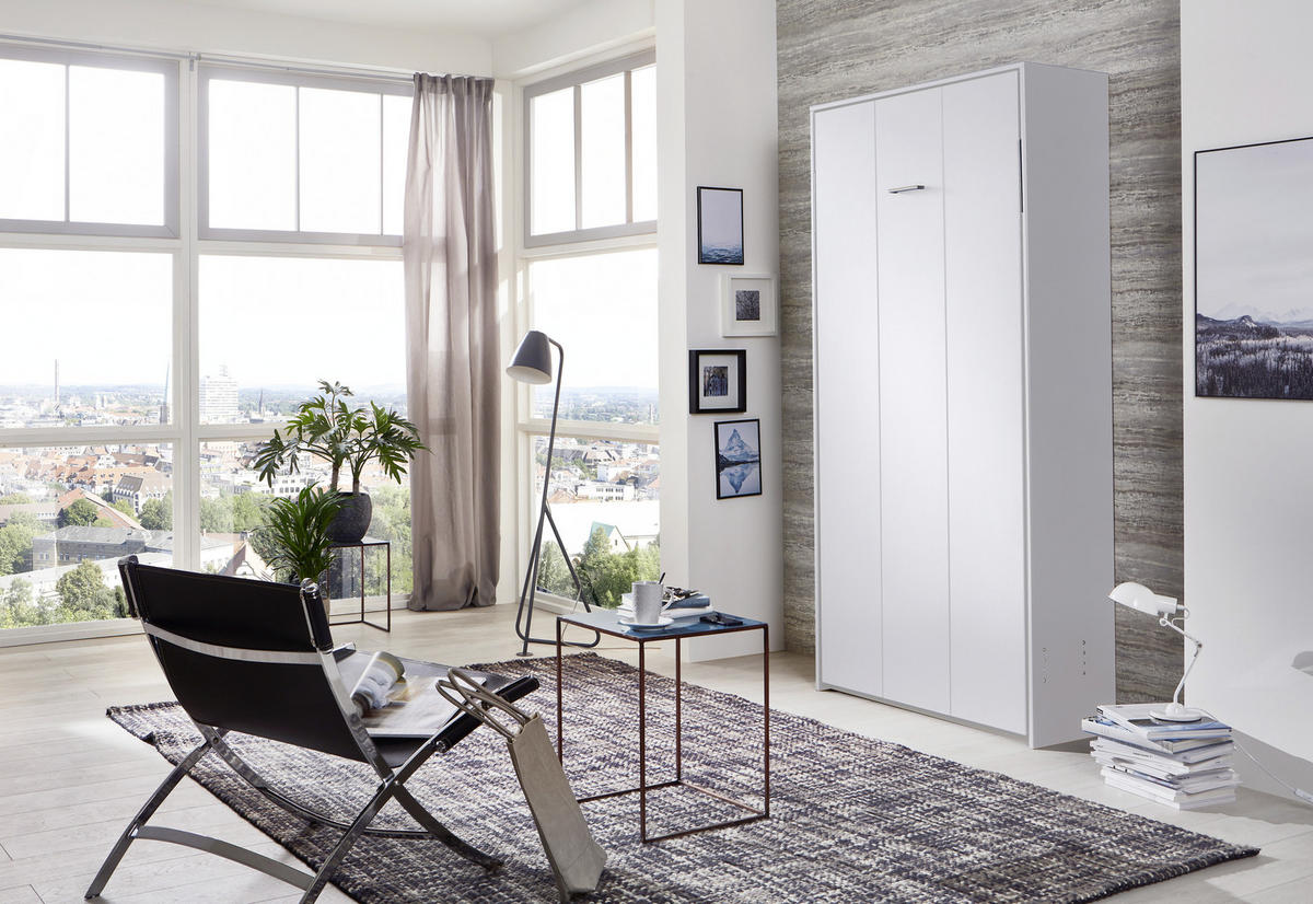 ZIDNI KREVET 90/200 cm   - bijela, Konvencionalno, drvni materijal/metal (90/200cm) - MID.YOU