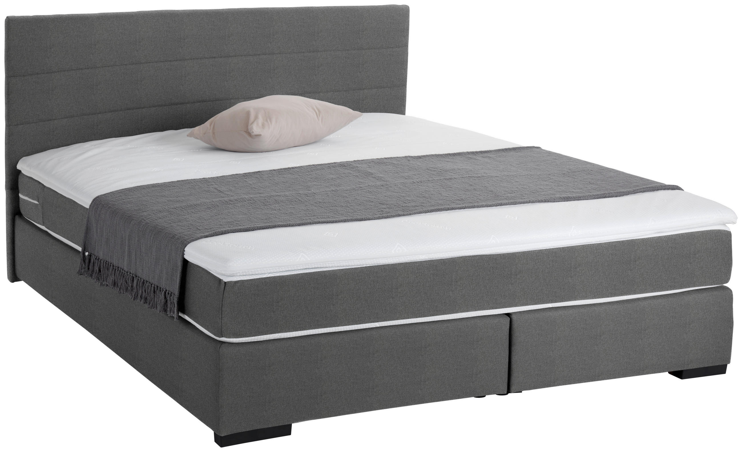BOXSPRING KREVET 180/200 cm siva - siva/crna, Osnovno, tekstil/drvo (180/200cm) - Carryhome