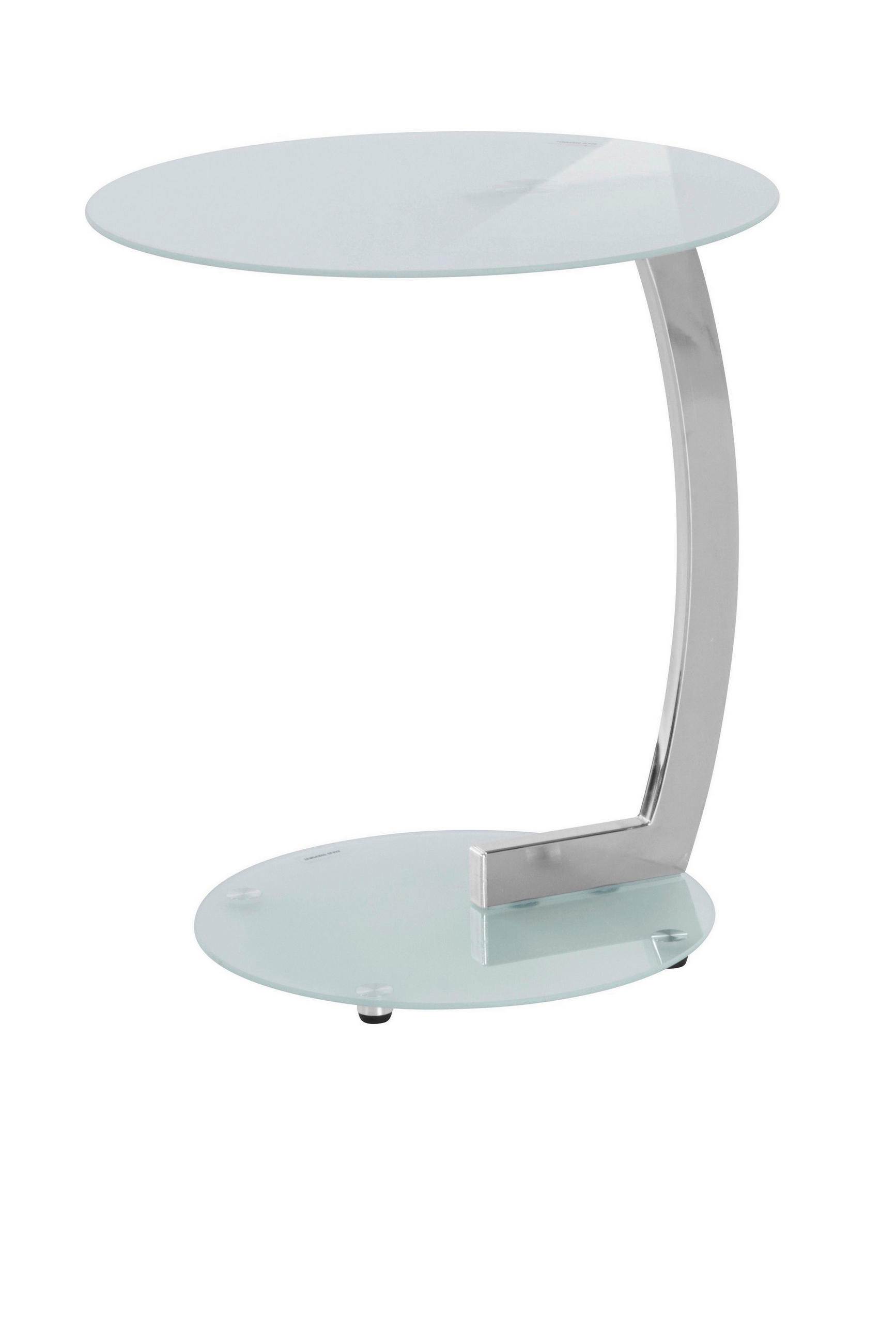 BEISTELLTISCH 45/45/52 cm Weiß, Chromfarben rund  - Chromfarben/Weiß, Design, Glas/Metall (45/45/52cm) - MID.YOU