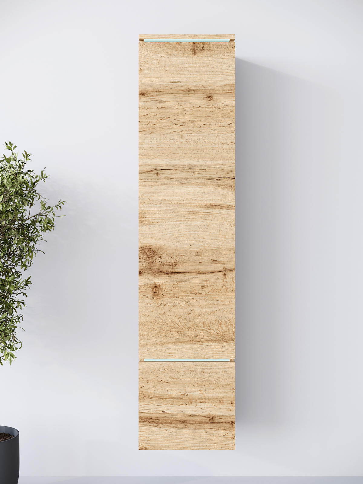 HOCHSCHRANK 30/130/33 cm  - Eiche Wotan/Grau, Design, Holzwerkstoff/Kunststoff (30/130/33cm) - Livetastic