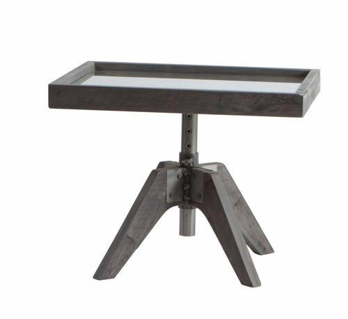 NACHTTISCH Akazie massiv Grau  - Grau, Design, Glas/Holz (52/34-53/42cm) - Hasena