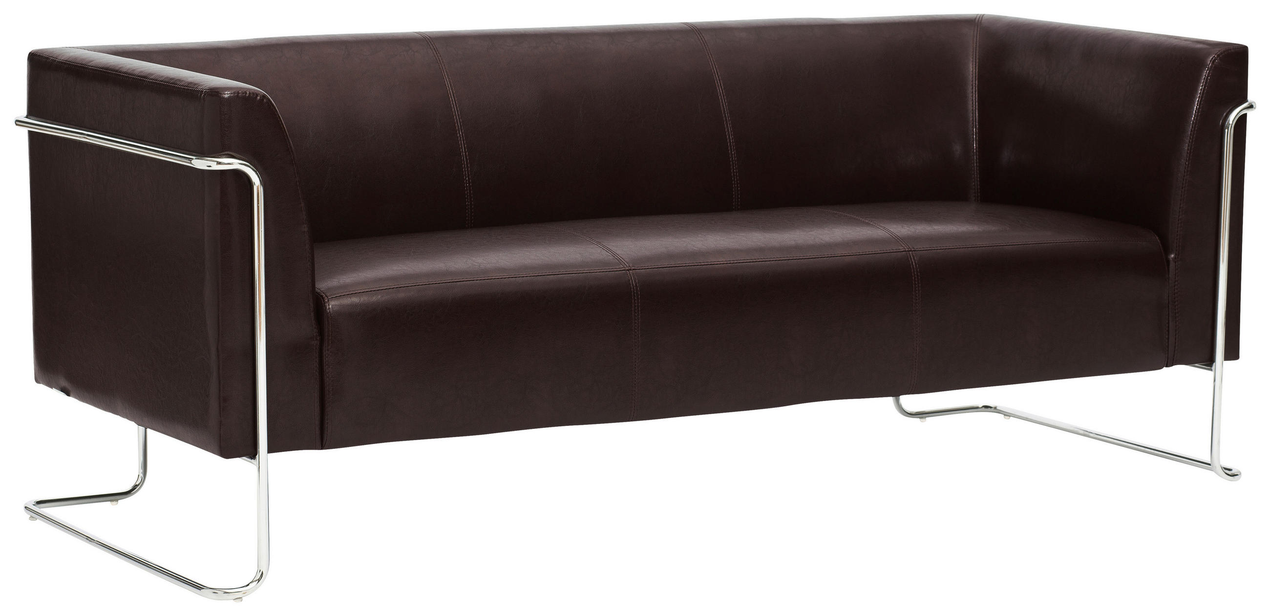 3-SITZER-SOFA Lederlook Dunkelbraun - Dunkelbraun/Silberfarben, MODERN, Textil/Metall (179/71/74cm) - MID.YOU