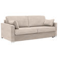 SCHLAFSOFA  in Flachgewebe Sandfarben  - Sandfarben/Chromfarben, KONVENTIONELL, Textil/Metall (208/86/97cm) - Novel