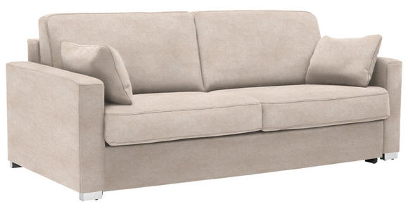 SCHLAFSOFA  in Flachgewebe Sandfarben  - Sandfarben/Chromfarben, KONVENTIONELL, Textil/Metall (208/86/97cm) - Novel