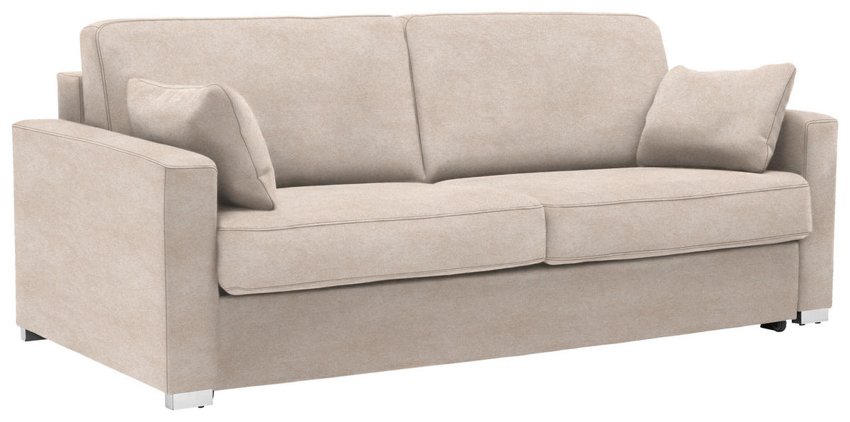 SCHLAFSOFA Textil Sandfarben  - Sandfarben/Chromfarben, Konventionell, Textil/Metall (208/86/97cm) - Novel