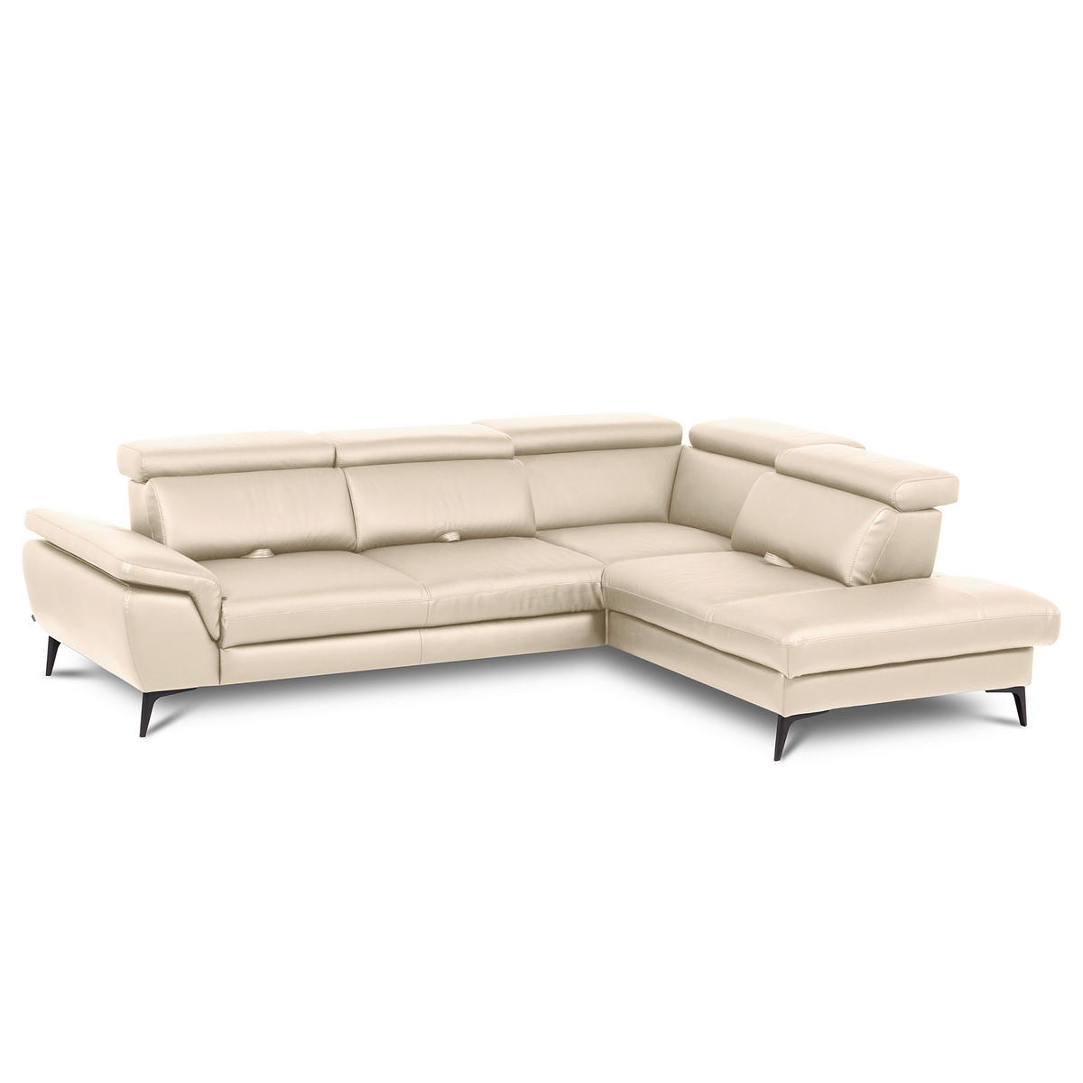 ECKSOFA  in Lederlook Echtleder Grau  274/220 cm  - Schwarz/Grau, Design, Leder/Textil (274/220cm) - Livetastic