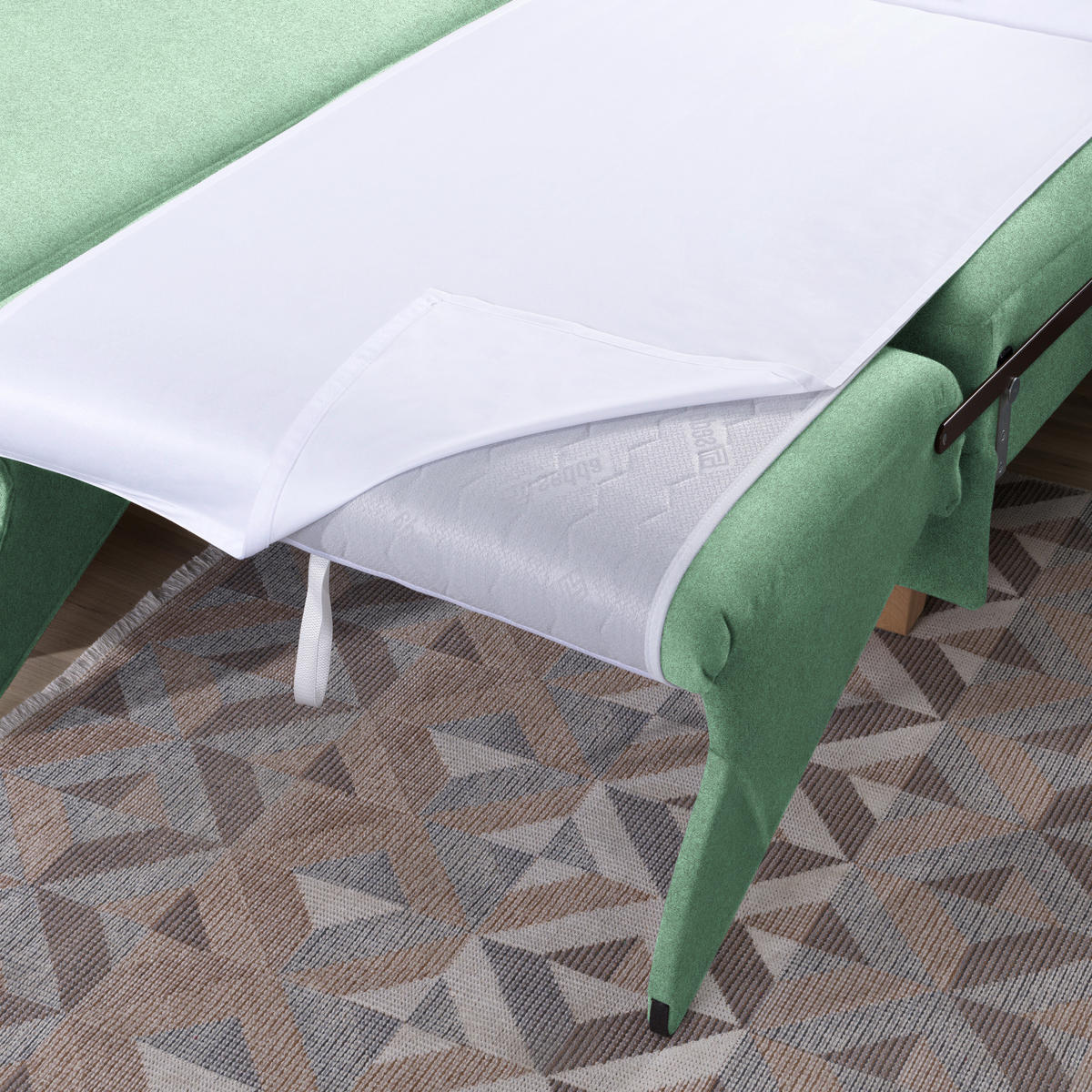 ECKSOFA in Flachgewebe Mintgrün  203/261 cm  - Eichefarben/Mintgrün, KONVENTIONELL, Holz/Textil (203/261cm) - Sedda
